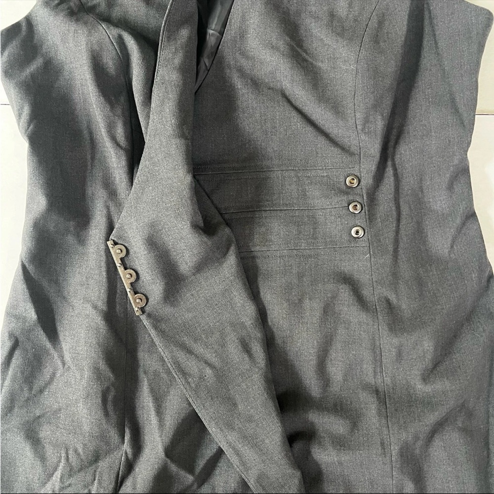 NWOT Calvin Klein Knee Length Wrap Dress Womens 12 Gray Career Corpcore Classic - Picture 6 of 9